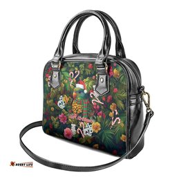 Meri Kirihimete Kakapo Santa Shoulder Handbag Merry Christmas with Tropical Vibe