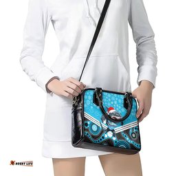 Custom Sharks Rugby Christmas Shoulder Handbag Merry Xmas 2023 Mix Aboriginal Art