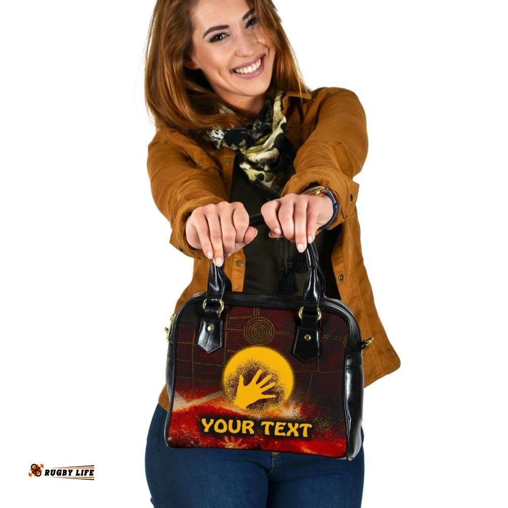 Custom Aboriginal Shoulder Handbag - Indigenous Flag Hand Art