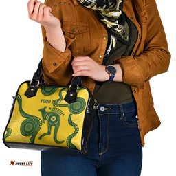 Custom Australia Soccer Shoulder Handbag Go Socceroos Kangaroo With Indigenous Art