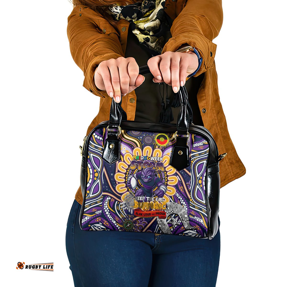 NAIDOC Week 2024 Storm Shoulder Handbag Mascot Rugby DT02