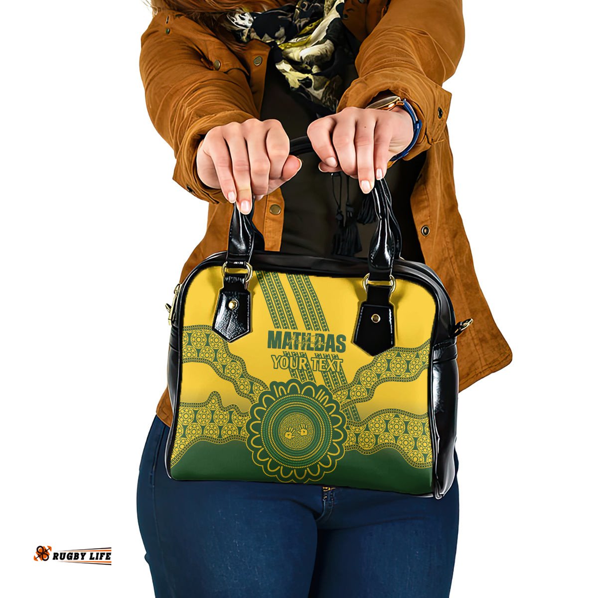 Custom Australia Matildas Shoulder Handbag Aussie Aboriginal Gold Version