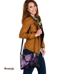 Purple Turtle Hibiscus Shoulder Handbag