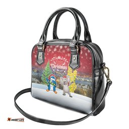 Christmas In July Shoulder Handbag Funny Dabbing Dance Koala And Blue Penguins