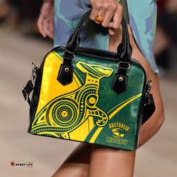 Rugby Shoulder Handbags - Australian Rugby Kangaroo & Aboriginal Patterns