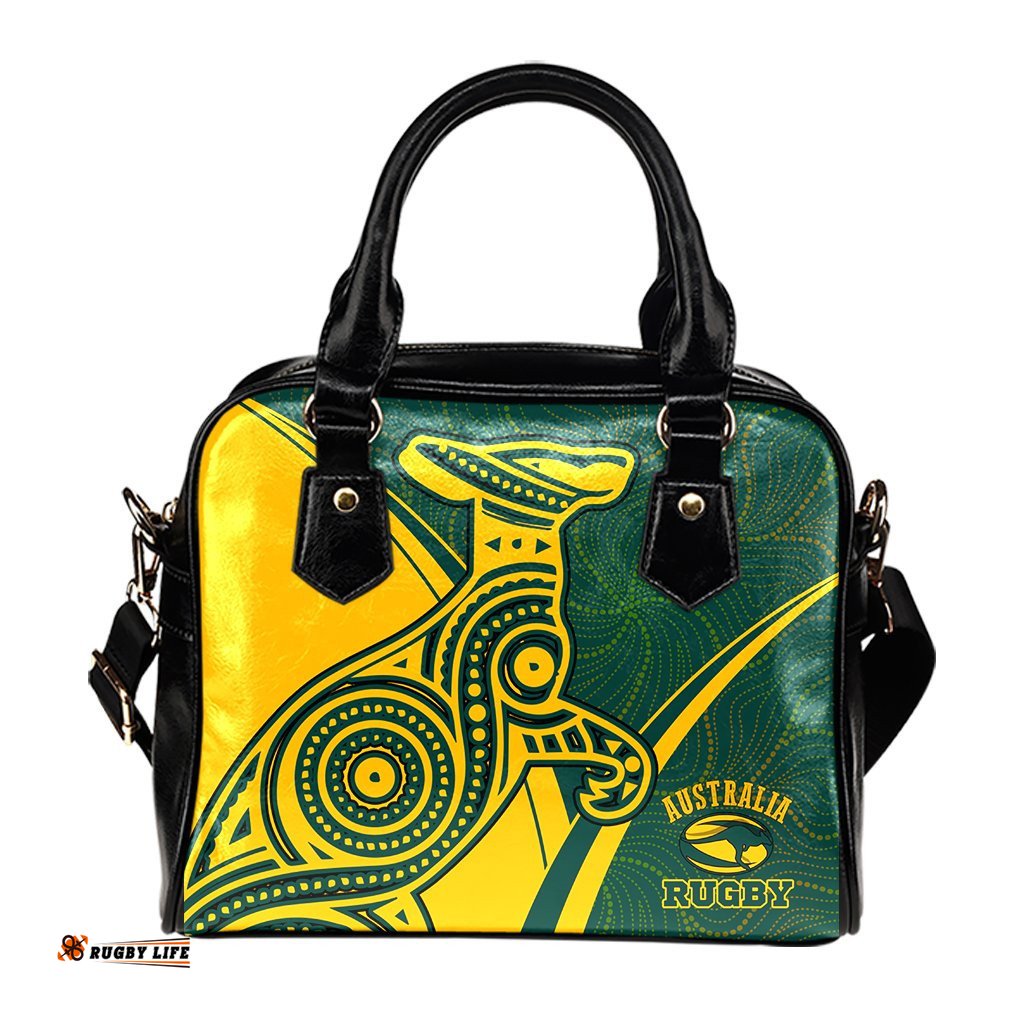Rugby Shoulder Handbags - Australian Rugby Kangaroo & Aboriginal Patterns