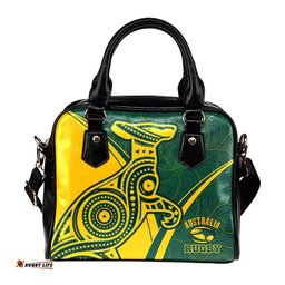 Rugby Shoulder Handbags - Australian Rugby Kangaroo & Aboriginal Patterns