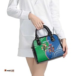 Personalised Rabbitohs And Knights Rugby Shoulder Handbag Aboriginal Mix Polynesian Pattern