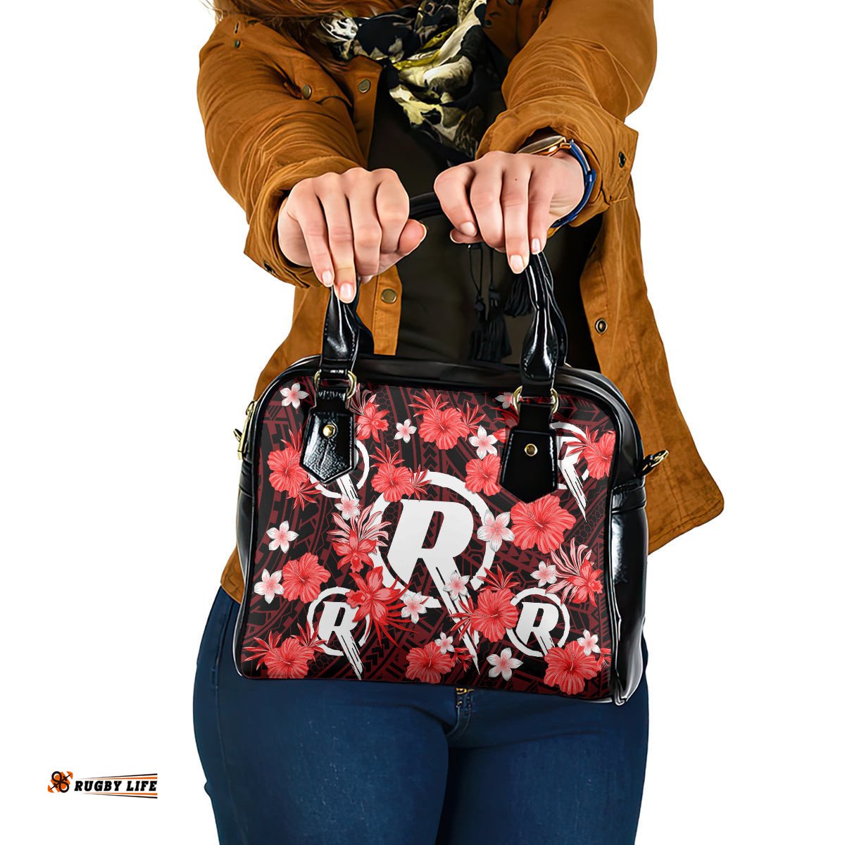 Australian Renegades Cricket Shoulder Handbag Baeuty Pacific Hibiscus and Polynesian Pattern