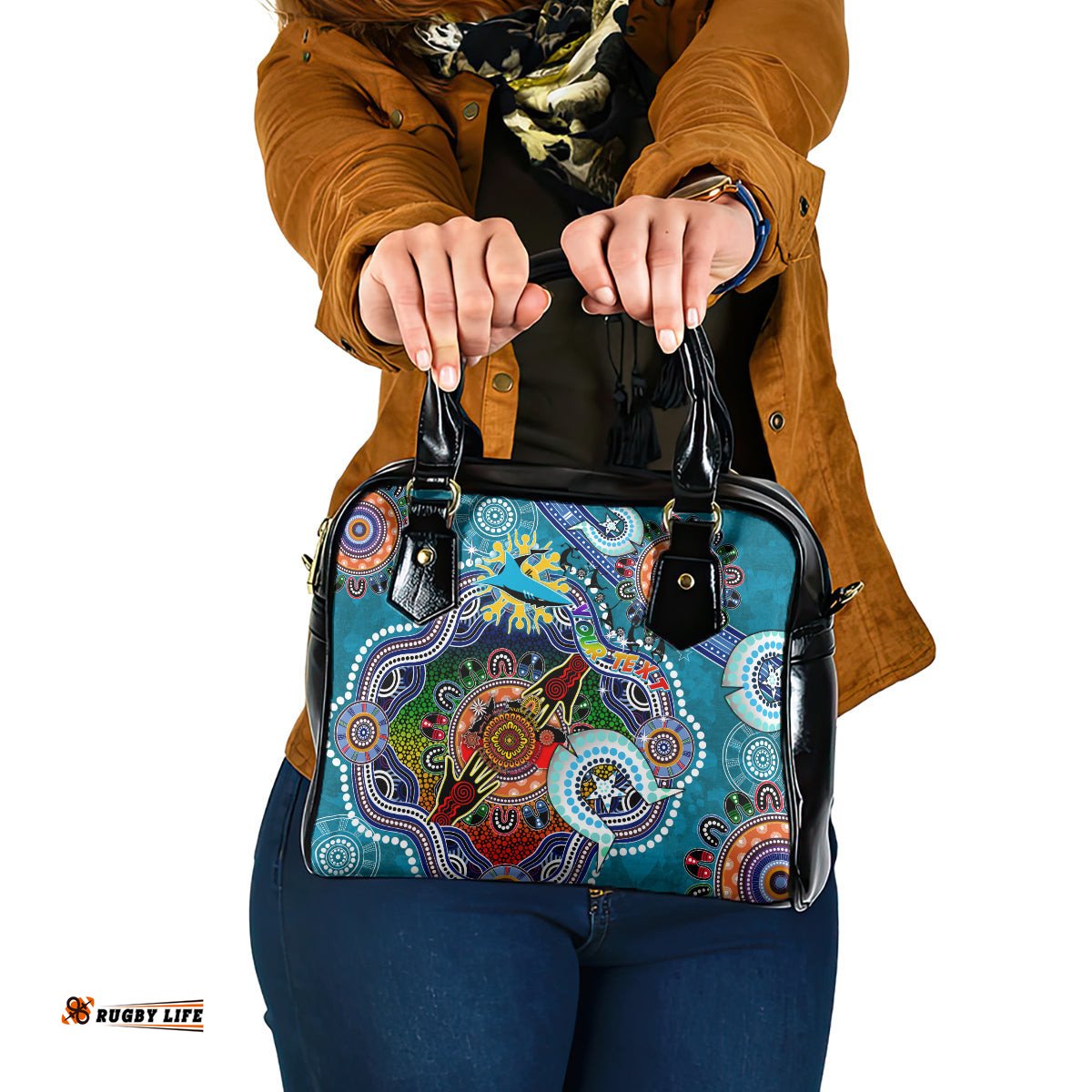 Personalised Sharks NAIDOC Week 2024 Shoulder Handbag Australia Aboriginal Dot Painting DT02