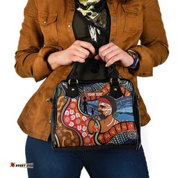 Dad and Son Footprint Father's Day Personalised Shoulder Handbag Australian Aboriginal Art