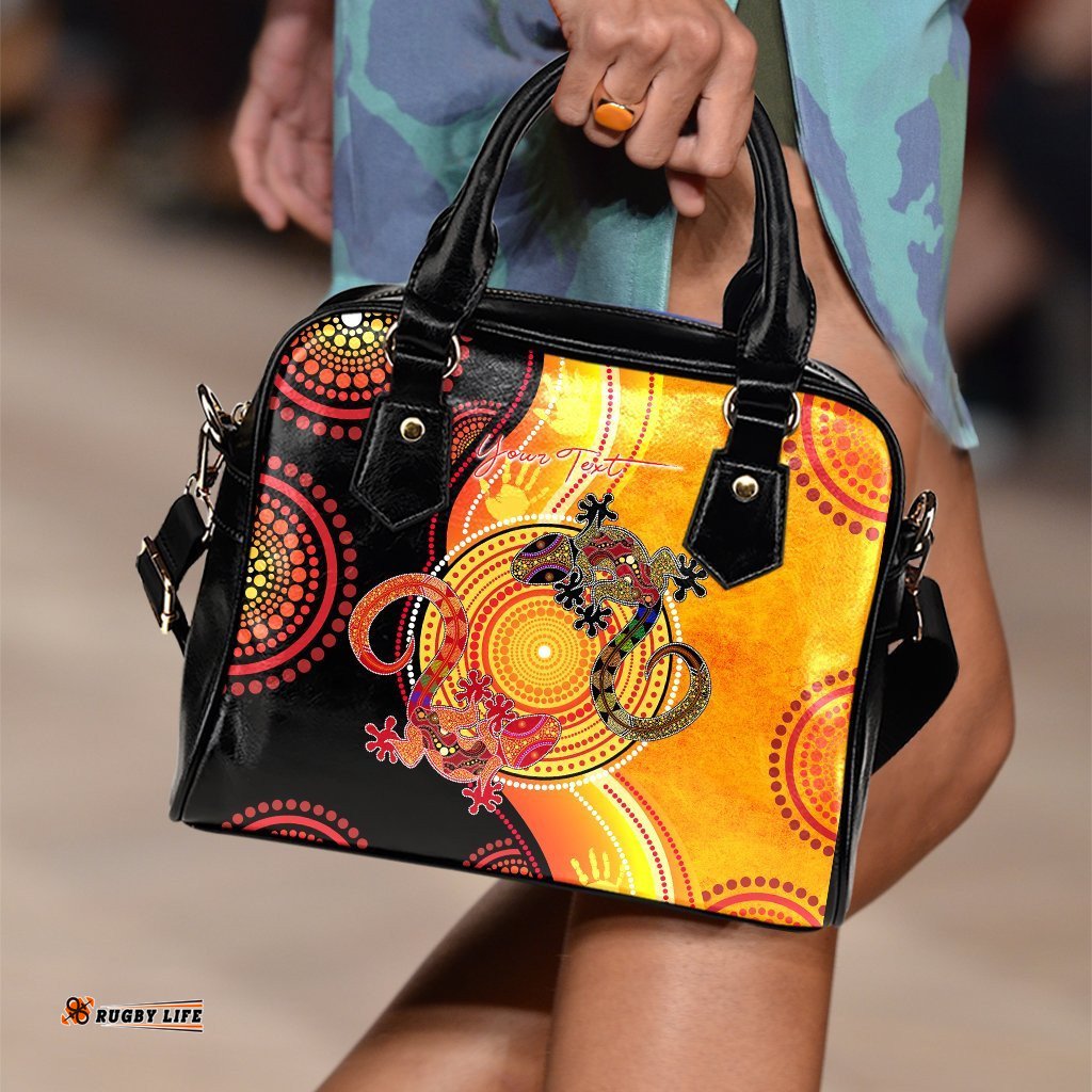 Aboriginal Personalised Shoulder Handbag - Couple Aboriginal Lizards