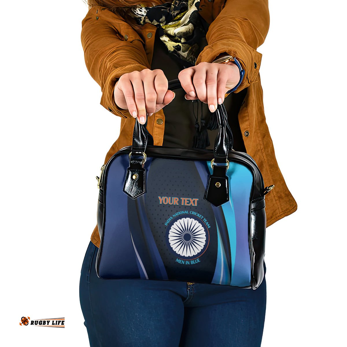 Custom India Cricket Shoulder Handbag 2024 World Cup Go Men in Blue