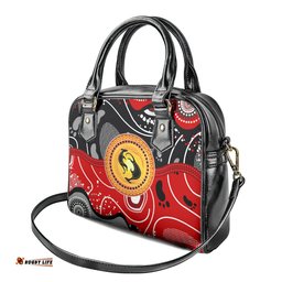 Aboriginal Flag Style Dot Art And Abstract Kangaroo Shoulder Handbag TS04