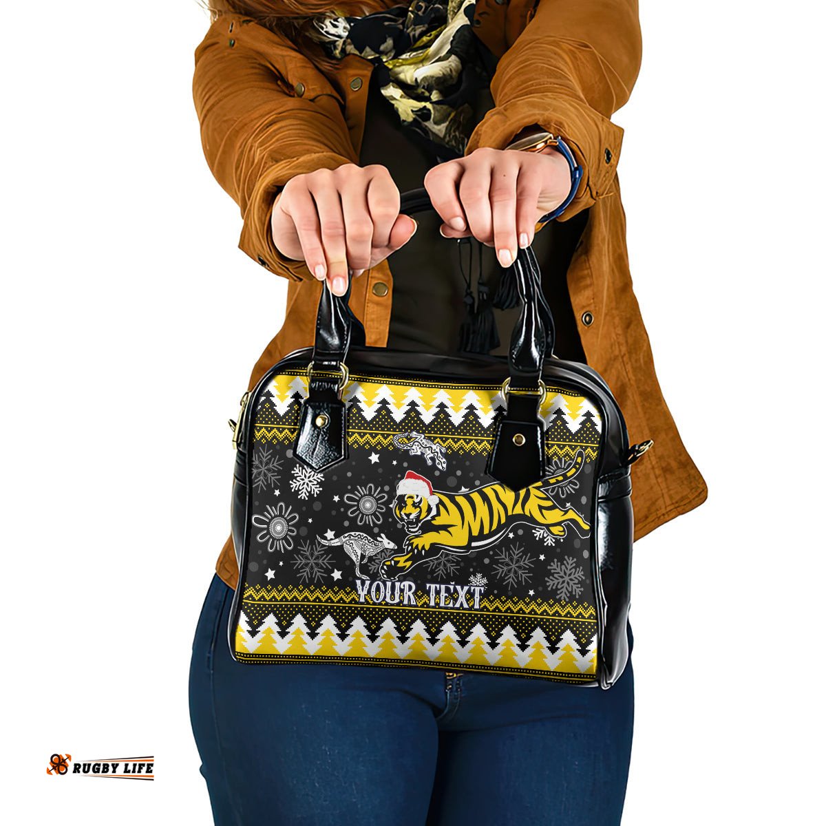 Custom Tigers Football Shoulder Handbag Christmas Vibe 2023