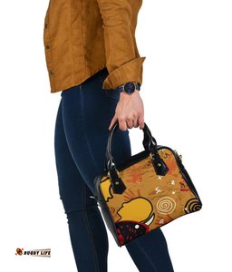 Aboriginal Shoulder Handbag - Mother and Son Hand Art
