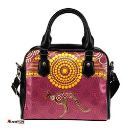 Aboriginal Shoulder Handbag - Aboriginal Kangaroo