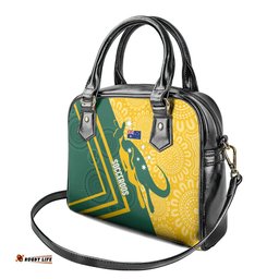 Personalised Australia Socceroos Indigenous Shoulder Handbag Green & Gold
