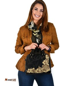 Hibiscus Plumeria Golden Turtle Shoulder Handbag