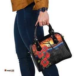 ANZAC Day Australia Poppy Flower Shoulder Handbag Aboriginal Style