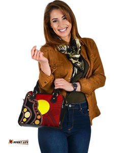 Aboriginal Shoulder Handbag, Australia Aboriginal Lives Matter Flag Circle Dot Painting Art Bag