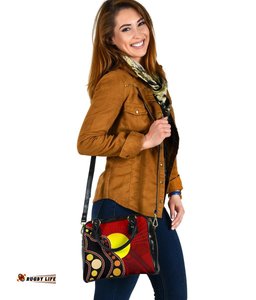 Aboriginal Shoulder Handbag, Australia Aboriginal Lives Matter Flag Circle Dot Painting Art Bag