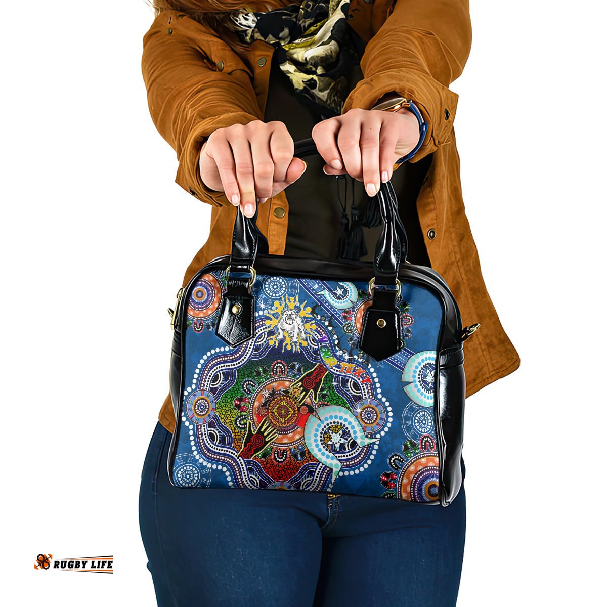 Personalised Bulldogs NAIDOC Week 2024 Shoulder Handbag Australia Aboriginal Dot Painting DT02