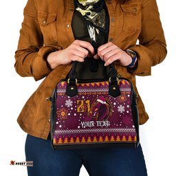 Custom Broncos Rugby Shoulder Handbag Heart Of All Queenland 2023 Christmas Vibe Unique