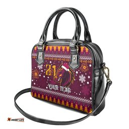 Custom Broncos Rugby Shoulder Handbag Heart Of All Queenland 2023 Christmas Vibe Unique