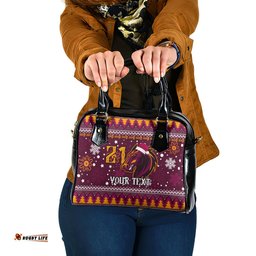 Custom Broncos Rugby Shoulder Handbag Heart Of All Queenland 2023 Christmas Vibe Unique