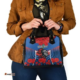 Custom Knights Rugby ANZAC Shoulder Handbag Novocastrians Gallipoli Soldier With Aboriginal Art