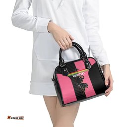 Custom Panthers Rugby Shoulder Handbag Black Pink Color Sporty Style