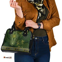 Lime Green African Dashiki With Australia Aboriginal Art Shoulder Handbag