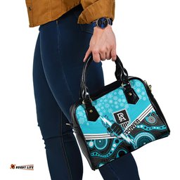 Custom Port Adelaide Football Christmas Shoulder Handbag Merry Xmas 2023 Mix Aboriginal Art