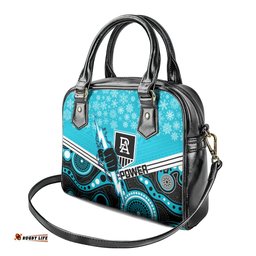 Custom Port Adelaide Football Christmas Shoulder Handbag Merry Xmas 2023 Mix Aboriginal Art