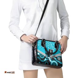 Custom Port Adelaide Football Christmas Shoulder Handbag Merry Xmas 2023 Mix Aboriginal Art