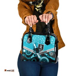 Custom Port Adelaide Football Christmas Shoulder Handbag Merry Xmas 2023 Mix Aboriginal Art