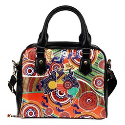 Aboriginal Shoulder Handbag - Australian Map Dot Painting