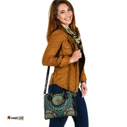 Shoulder Handbag - Aboriginal Green Dot Painting With Earth