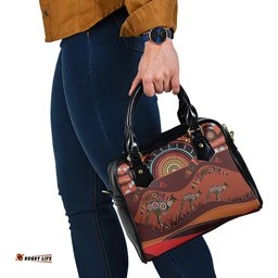 Bomerang and Kangaroo Aboriginal Art Shoulder Handbag