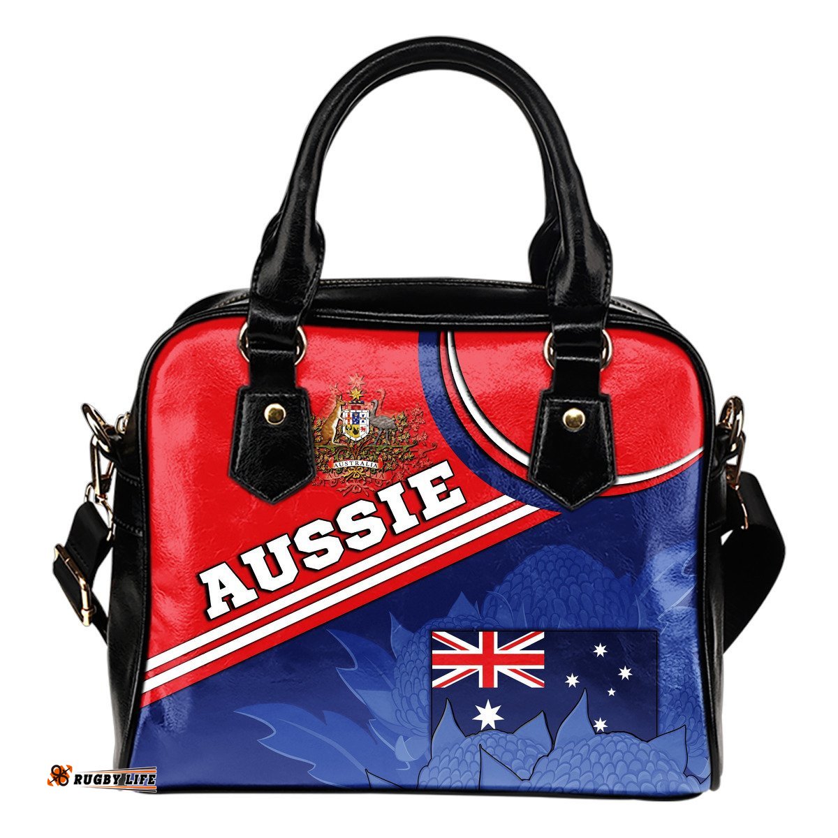 Shoulder Handbag - Aus Flag and Coat of Arms Shoulder Handbag Waratah Flowers