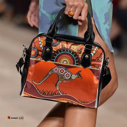 Aboriginal Shoulder Handbag - Kangaroo With Dot Painting