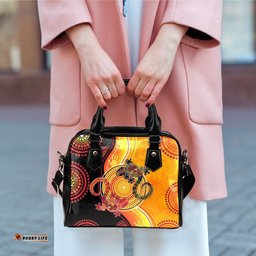 Aboriginal Shoulder Handbag - Couple Aboriginal Lizards