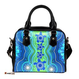 Aboriginal Shoulder Handbag - Aboriginal Turtle Family