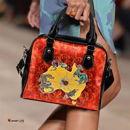 Aboriginal Shoulder Handbag - Australia Map Hand Patterns Spider Web