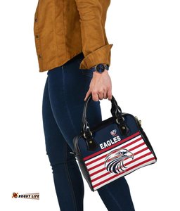 USA Rugby Shoulder Handbag Eagles Simple Style - Navy