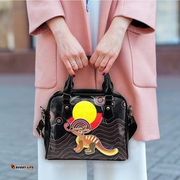 Shoulder Handbag - Numbat Tribal Pattern with Aboriginal Flag