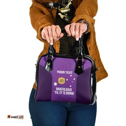 Custom Australia Soccer Shoulder Handbag Matildas Go Champions - Purple