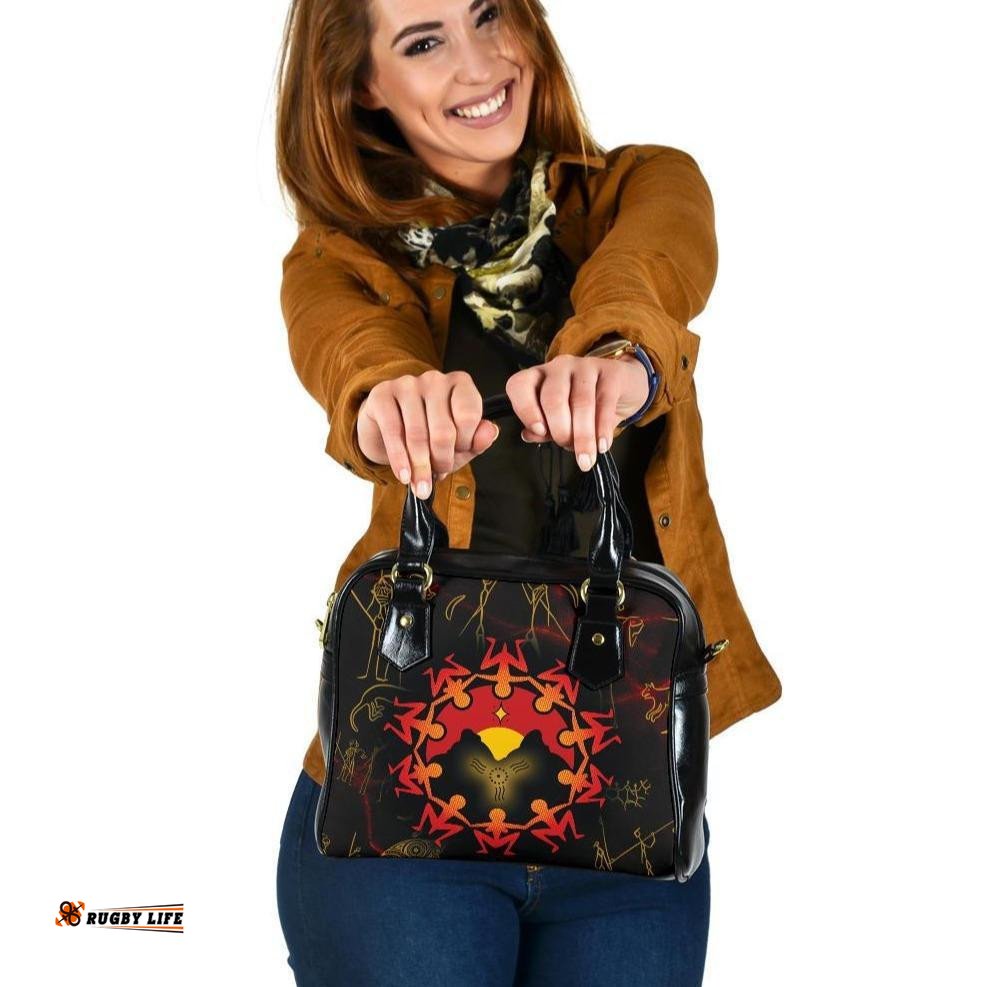 Aboriginal Shoulder Handbag - Australia Map and Indigenous Flag