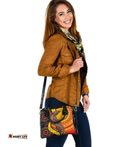 Shoulder Handbag - Australian Aboriginal Dot Painting Sun and Lizard